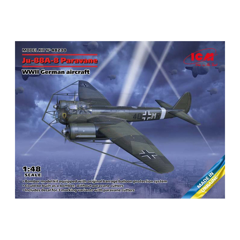 Bombardiere tedesco Ju-88A-8 Paravane. ICM 48230