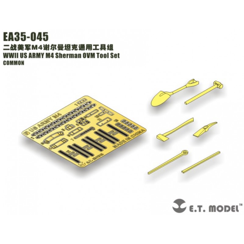 Fotoincisione: US WWII M4 Sherman - Set di strumenti LMO. E.T. MODEL EA35-045