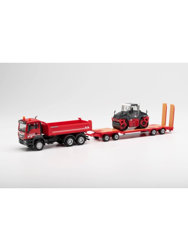 HERPA 312349 Scala HO MAN TGS Camion costruzioni con rimorchio e schiacciasassi