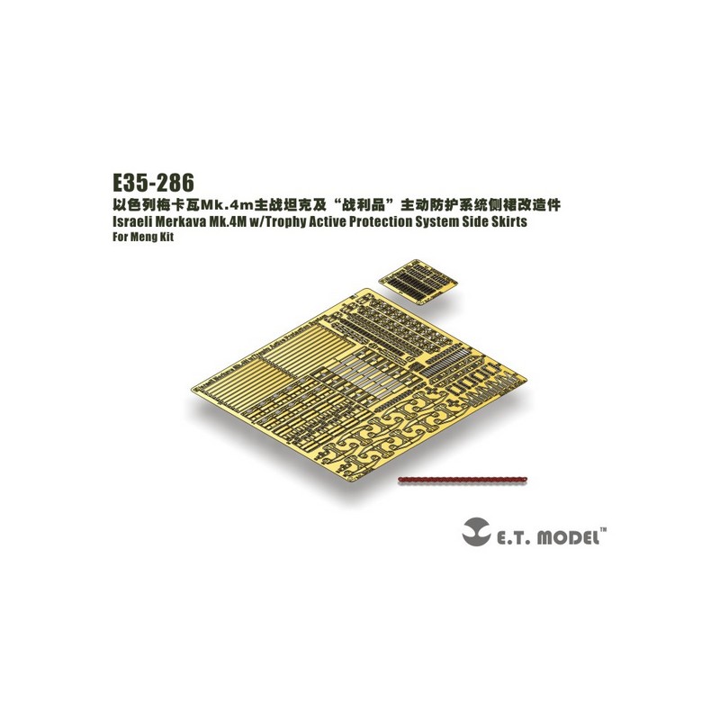 Fotoincisione: Israeli Merkava Mk.4M con sistema di protezione attiva Trophy - Minigonne laterali. E.T. MODEL E35-286