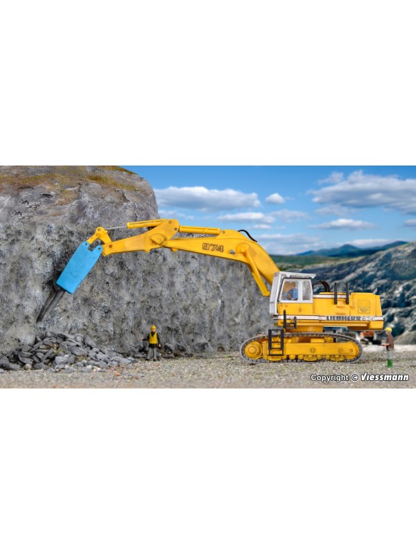 KIBRI 11271 Scala HO Ruspa con cingoli Liebherr 974 con scalpello da demolizione
