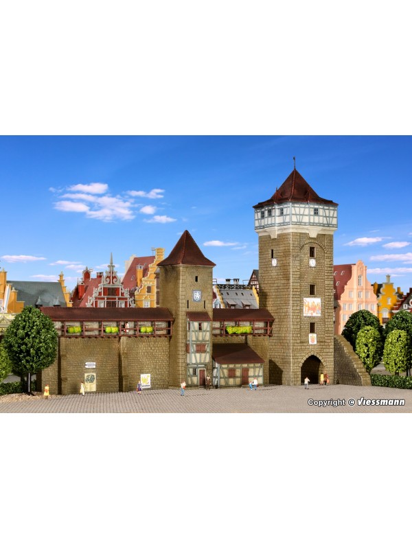 KIBRI 37362 Scala N Muro di cinta con torre a traliccio