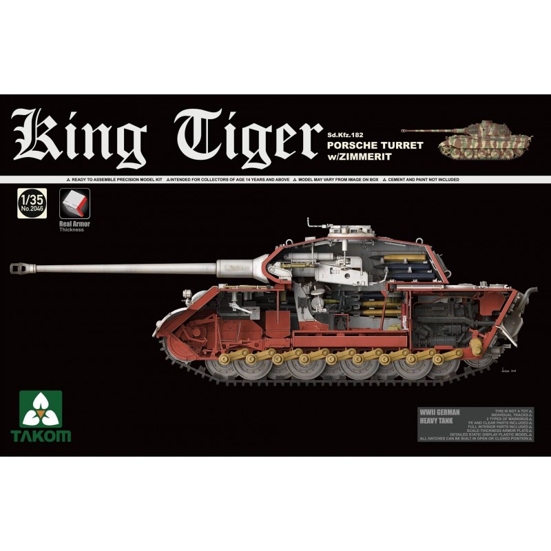 King Tiger Porsche con Zimmerit e interni. TAKOM 2046
