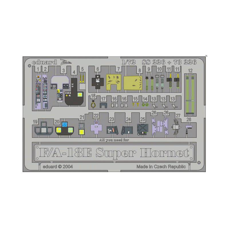 Pellicola fotoincisa: F-18E (kit HASEGAWA). EDUARD SS226