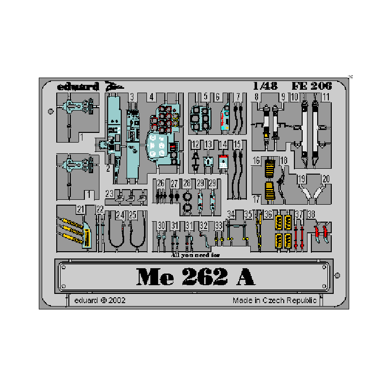 Area fotoincisa: Me 262A Schwalbe (kit TAMIYA). EDUARD FE206