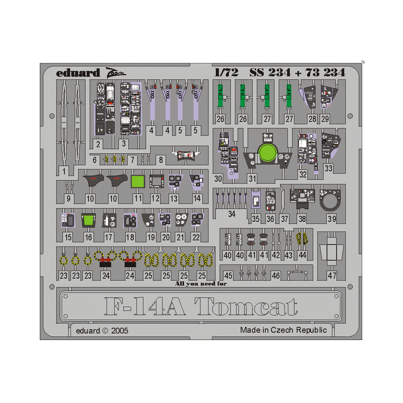 Pellicola fotoincisa: F-14A (kit HASEGAWA). EDUARD SS234