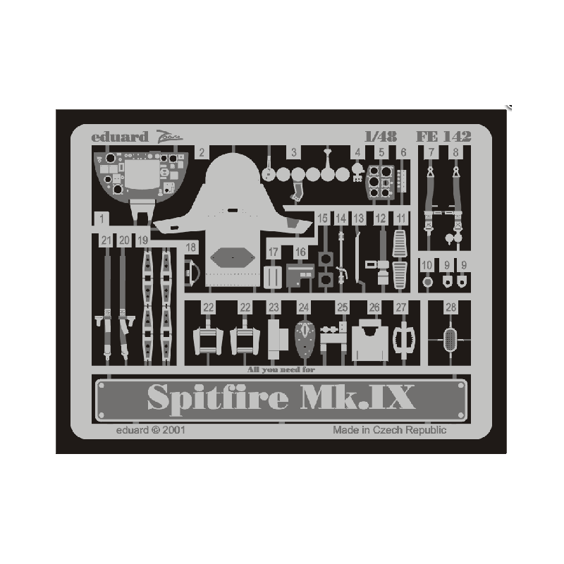 Pellicola fotoincisa: Spitfire Mk.IX (kit ICM). EDUARD FE142