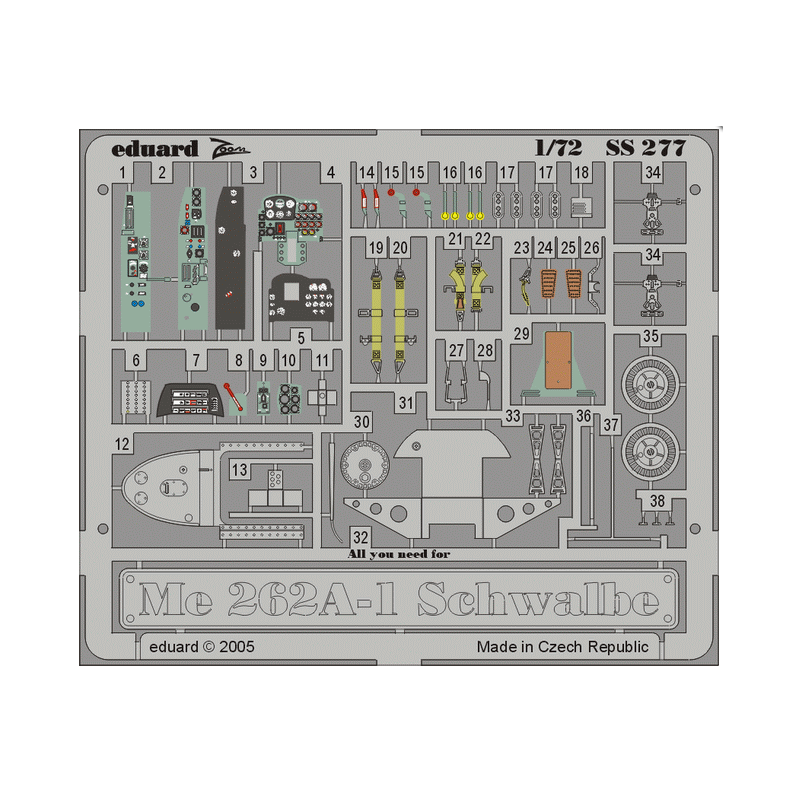 Area fotoincisa: Me 262A-1 Schwalbe (kit HASEGAWA). EDUARD SS277