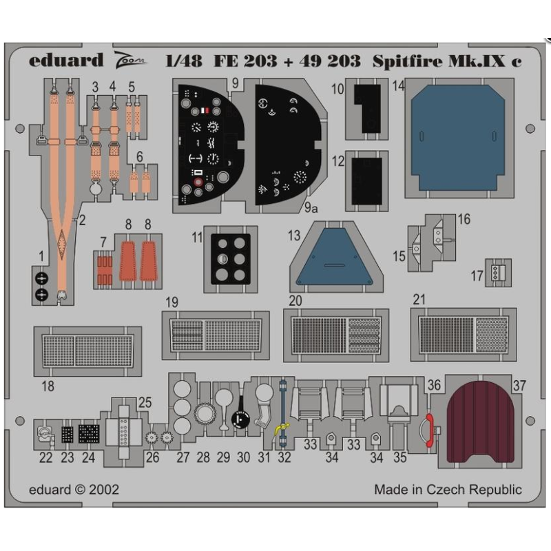 Pellicola fotoincisa: Spitfire Mk.IXc (kit HASEGAWA). EDUARD FE203