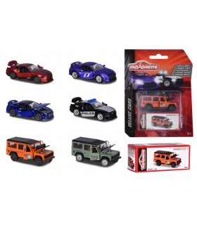 Majorette Deluxe Cars, 1:64, cm. 7,5, 6-asst, due parti apribili, collector box