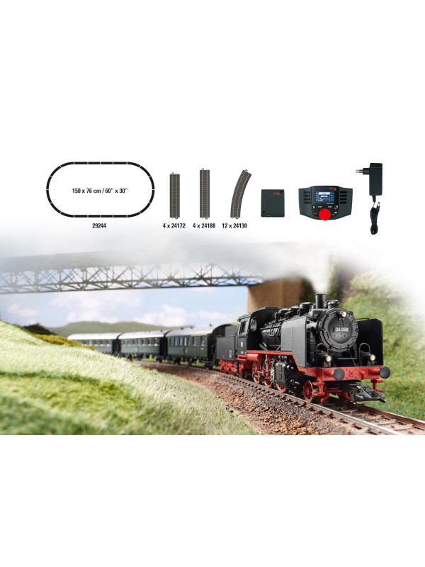 MARKLIN 29244 Scala HO Confezione di avvio digitale Ferrovia vicinale con locomotiva a vapore e tre carrozze