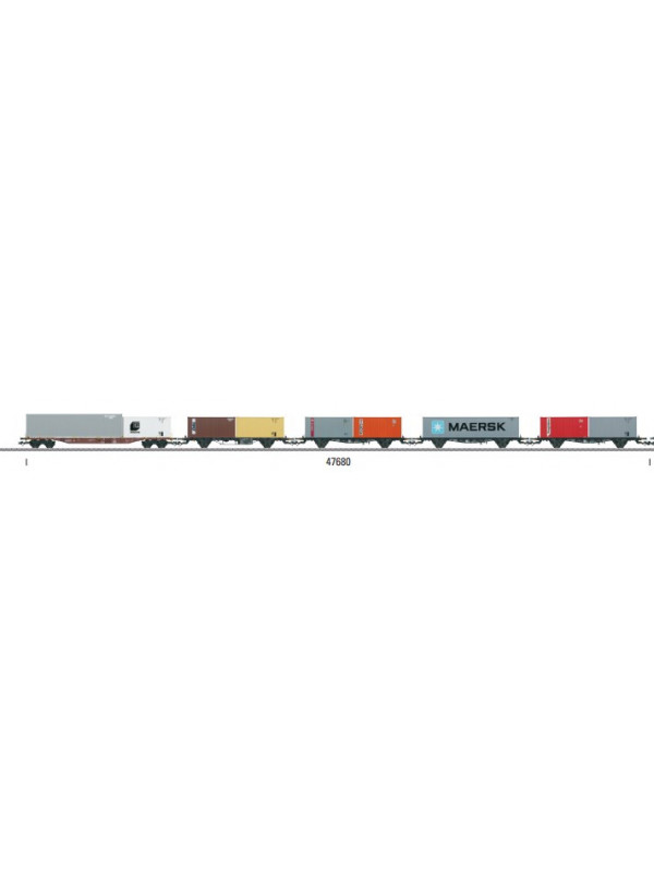 MARKLIN 47680 Scala HO Set 5 carri trasporto container DB