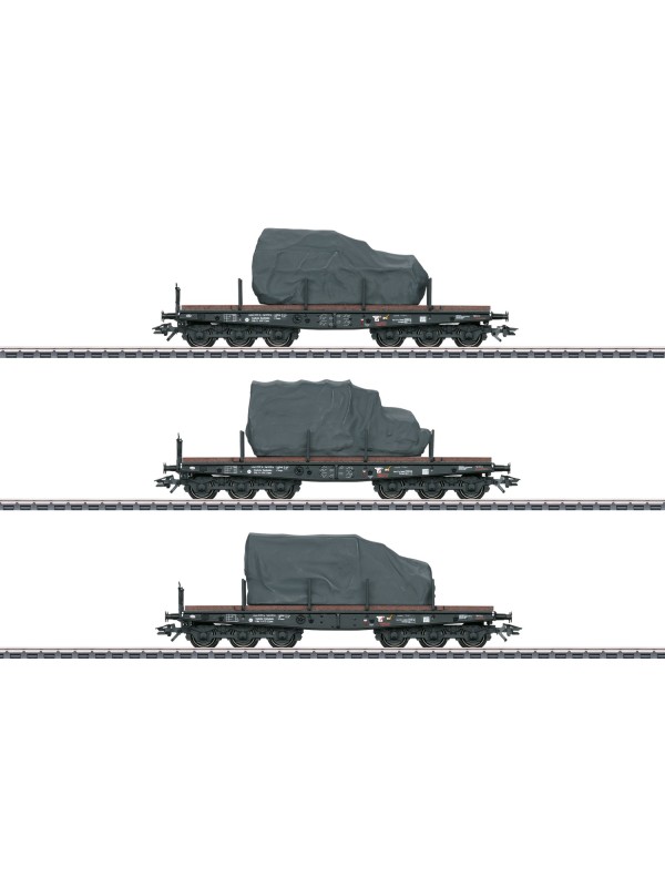 MARKLIN 48660 Scala HO Set tre carri pianali a sei assi per carichi eccezionali