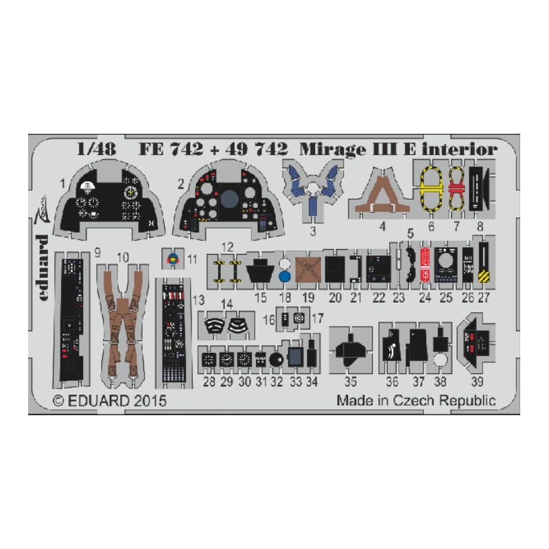 Cabina di pilotaggio dettagliata per Mirage III E. EDUARD FE742