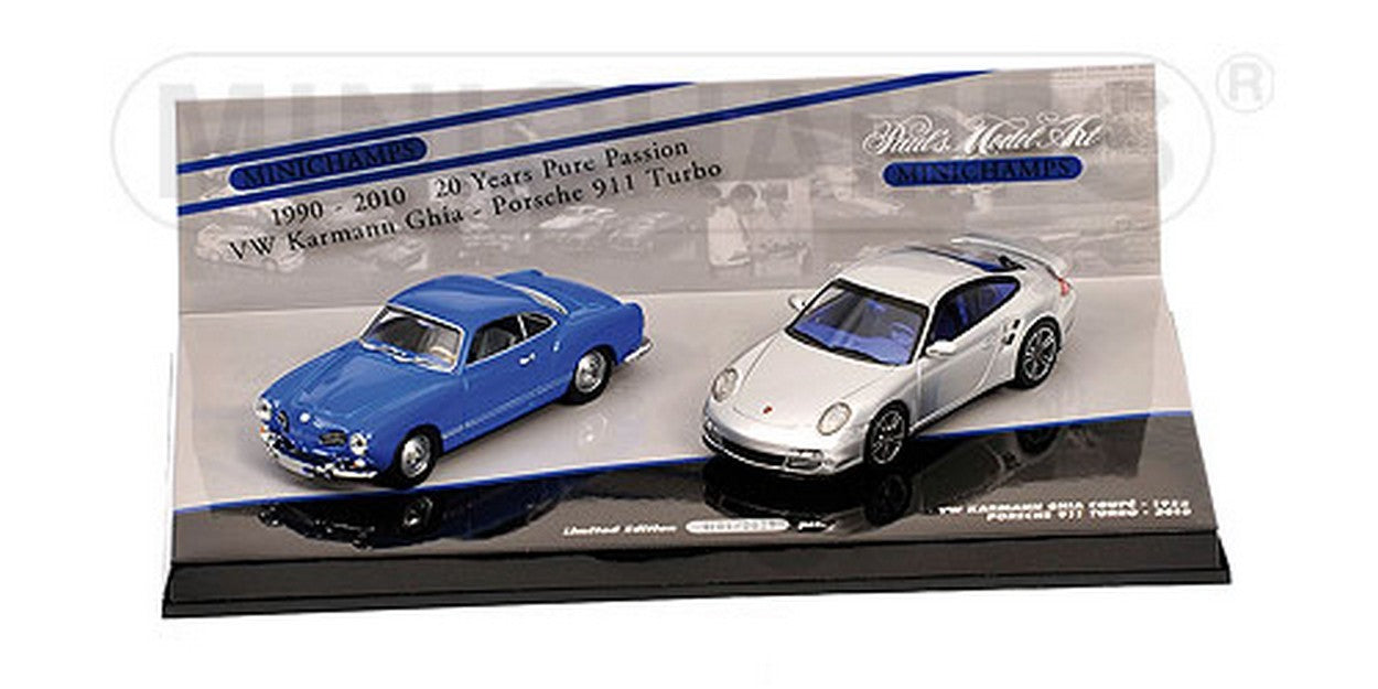MODELLINO IN SCALA COMPATIBILE CON 20 YEARS MINICHAMPS SET PORSCHE KARMANN GHIA 1:43 MINICHAMPS PM402902010