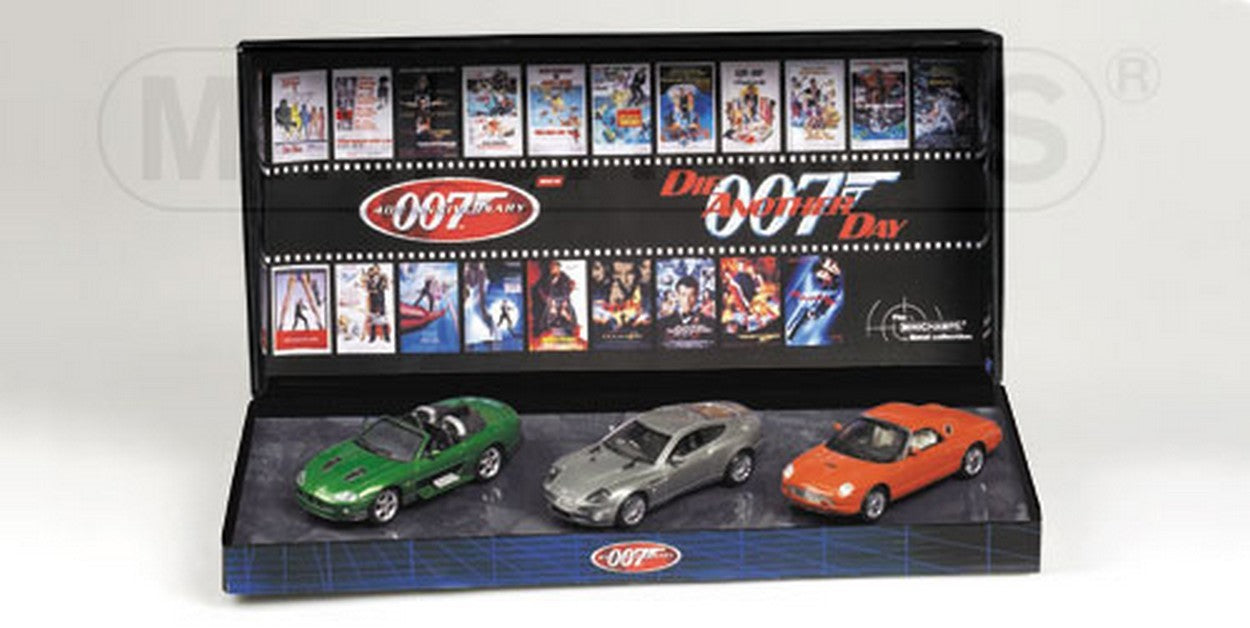 MODELLINO IN SCALA COMPATIBILE CON ASTON MARTIN V12/FORD THUNDERBIRD/JAGUAR XKR J.BOND SET PZ.3 1:43 MINICHAMPS PM402041202