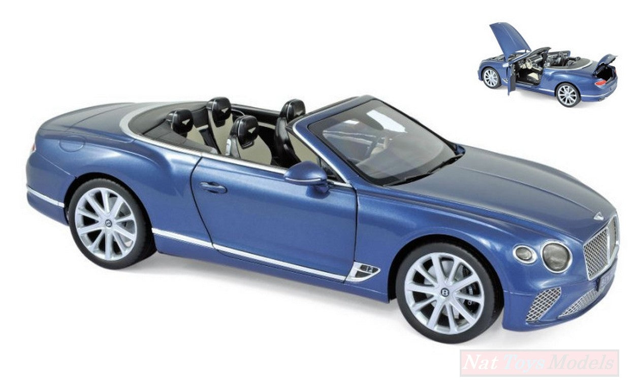 MODELLINO IN SCALA COMPATIBILE CON BENTLEY CONTINENTAL GTC 2019 BLUE CRYSTAL 1:18 NOREV NV182785