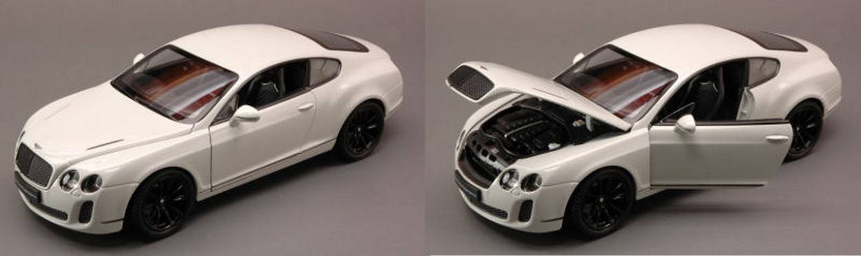 MODELLINO IN SCALA COMPATIBILE CON BENTLEY CONTINENTAL SUPERSPORTS 2010 WHITE 1:24 WELLY WE4474