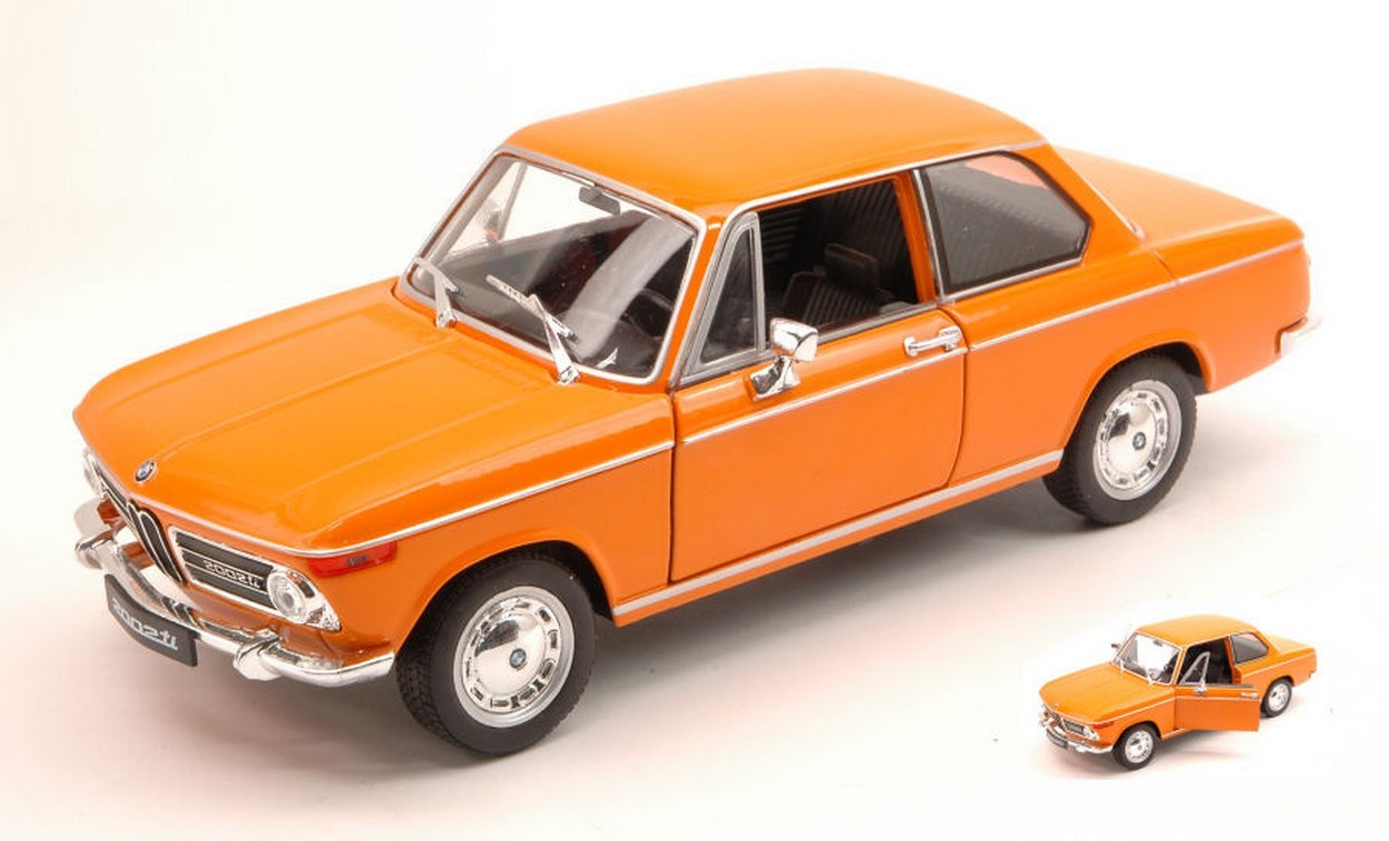 MODELLINO IN SCALA COMPATIBILE CON BMW 2002 Ti 1972 ORANGE 1:24 WELLY WE4053OR
