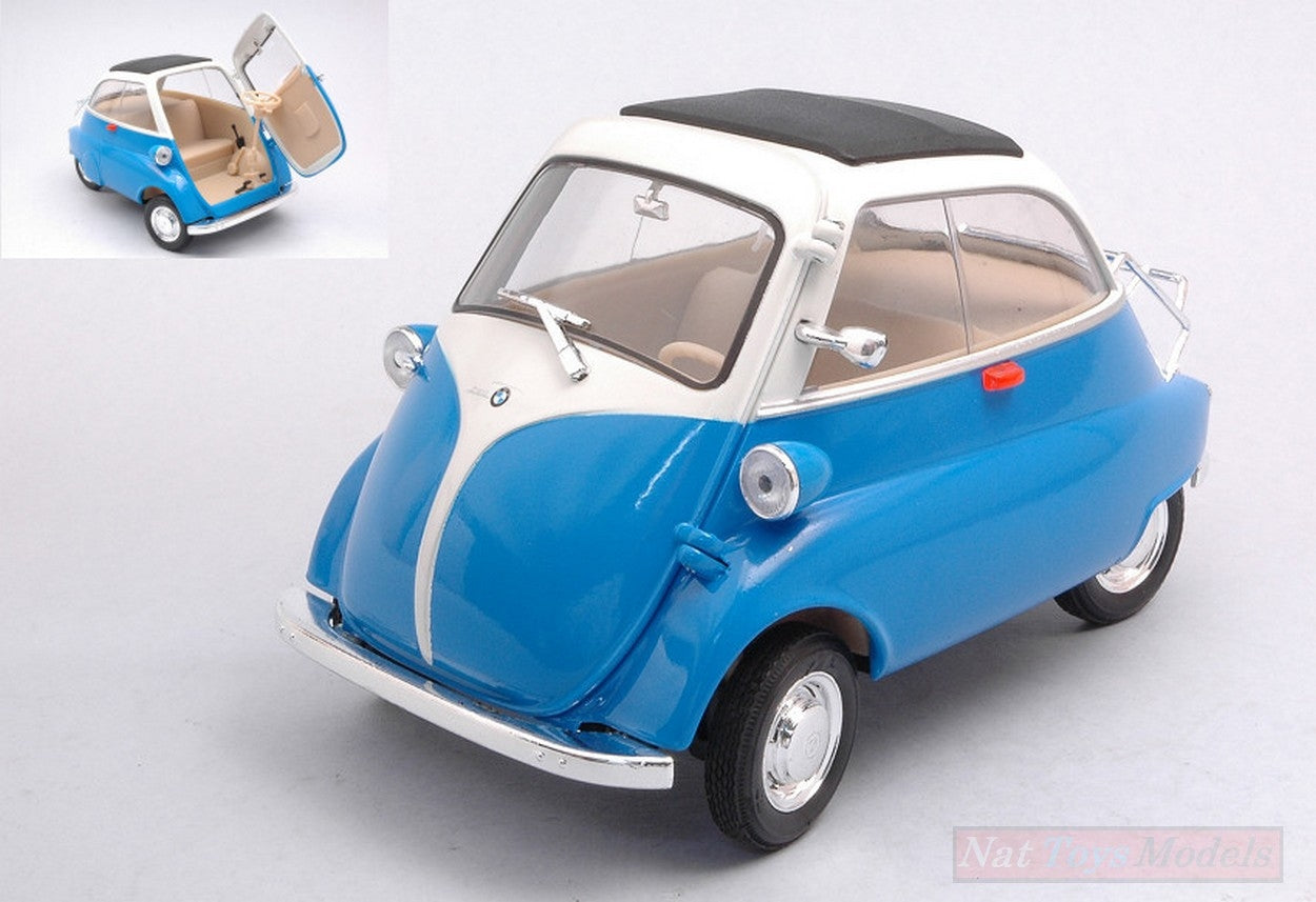 MODELLINO IN SCALA COMPATIBILE CON BMW ISETTA 250 BLUE/WHITE 1:18 WELLY WE24096BL