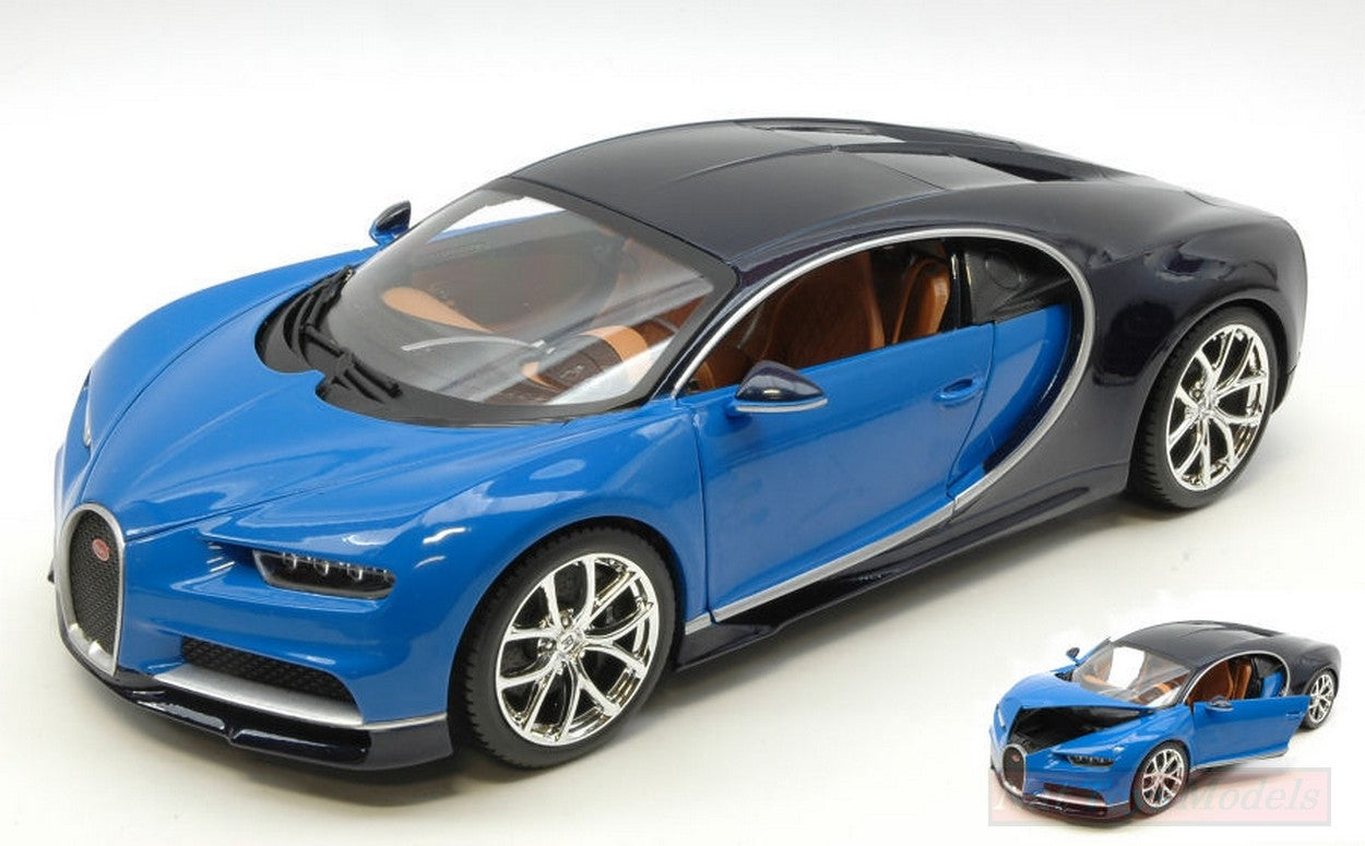 MODELLINO IN SCALA COMPATIBILE CON BUGATTI CHIRON 2016 BLUE/BLACK 1:18 BURAGO BU11040BL