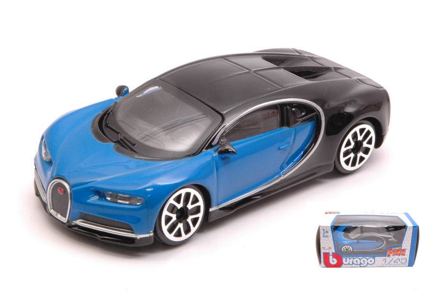 MODELLINO IN SCALA COMPATIBILE CON BUGATTI CHIRON 2016 BLUE/BLACK 1:43 BURAGO BU30348