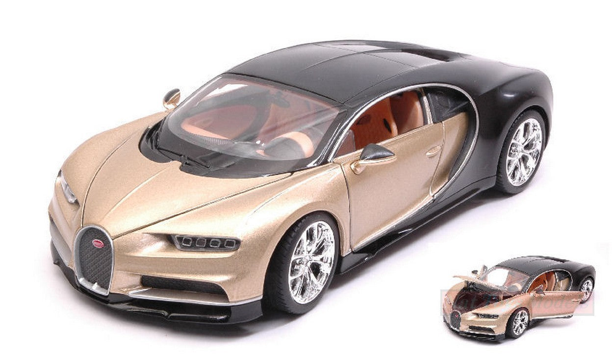 modellino IN SCALA COMPATIBILE CON Bugatti Chiron GOLD BLACK 1:24-27 WELLY WE24077G