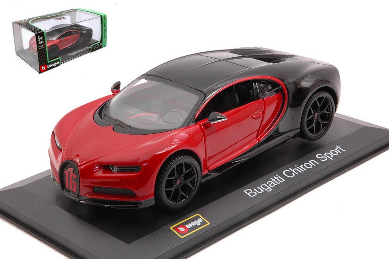 MODELLINO IN SCALA COMPATIBILE CON BUGATTI CHIRON SPORT RED/BLACK 1:32 BURAGO BU42029