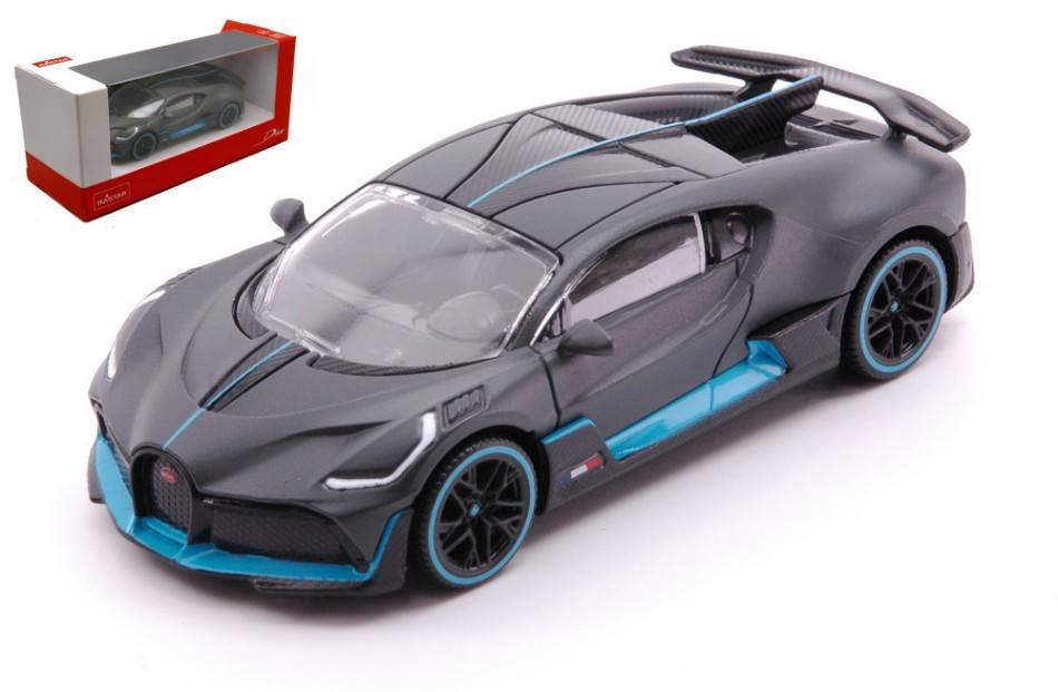 MODELLINO IN SCALA COMPATIBILE CON BUGATTI DIVO GREY/BLUE 1:43 RASTAR RAT64000GY