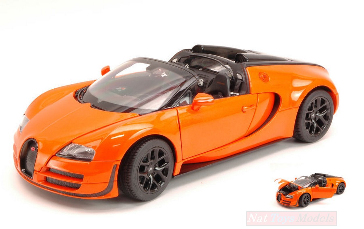 MODELLINO IN SCALA COMPATIBILE CON BUGATTI VEYRON 16.4 GRAND SPORT 2012 ORANGE 1:18 RASTAR RAT43900OR
