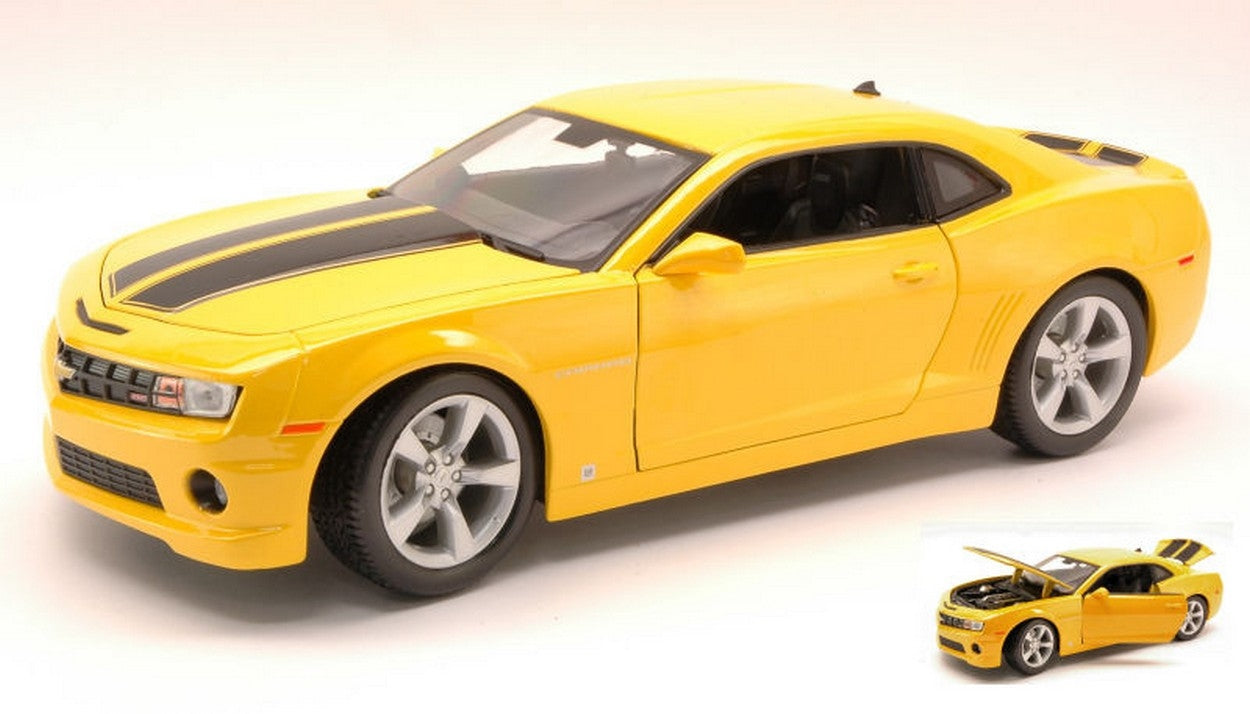 MODELLINO IN SCALA COMPATIBILE CON CHEVROLET CAMARO SS RS 2010 YELLOW/BLACK 1:18 MAISTO MI31173