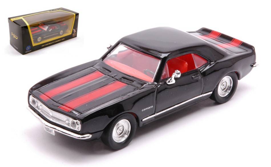 MODELLINO IN SCALA COMPATIBILE CON CHEVROLET CAMARO Z-28 1967 BLACK W/RED STRIPES 1:43 LUCKY DIE CAST LDC94216BK