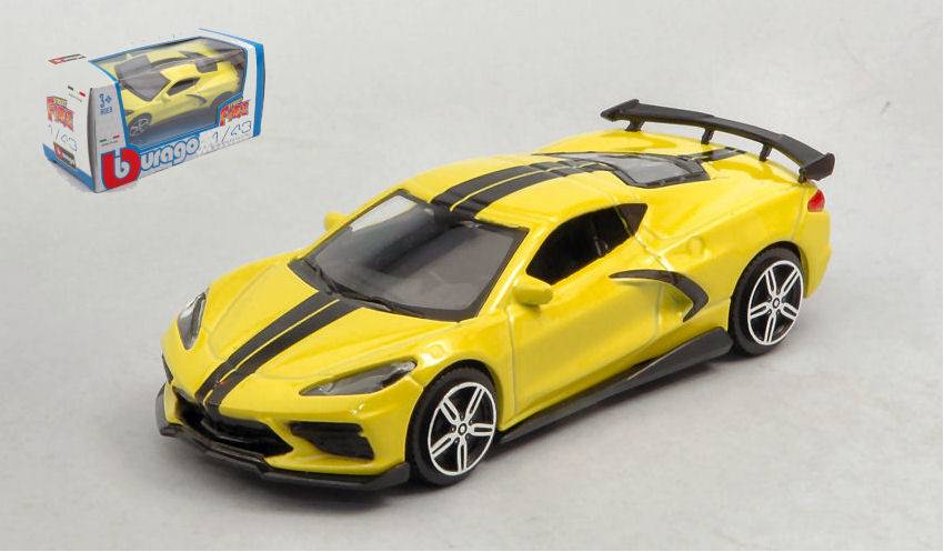 MODELLINO IN SCALA COMPATIBILE CON CHEVROLET CORVETTE STINGRAY COUPE' 2020 YELLOW 1:43 BURAGO BU30447Y