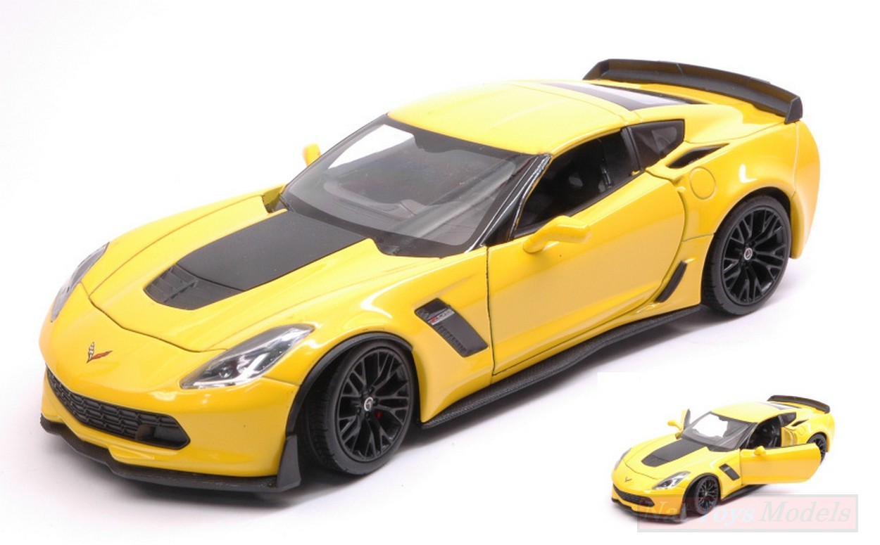 MODELLINO IN SCALA COMPATIBILE CON CHEVROLET CORVETTE Z06 YELLOW 1:24 WELLY WE24085Y