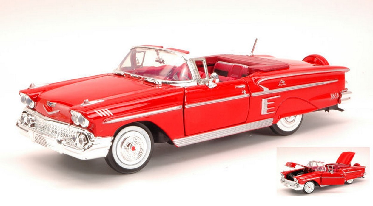 MODELLINO IN SCALA COMPATIBILE CON CHEVROLET IMPALA 1958 RED 1:24 MOTORMAX MTM73267R