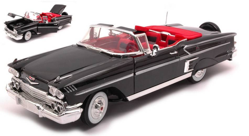 MODELLINO IN SCALA COMPATIBILE CON CHEVROLET IMPALA CONVERTIBLE 1958 BLACK 1:18 MOTORMAX MTM73112BK