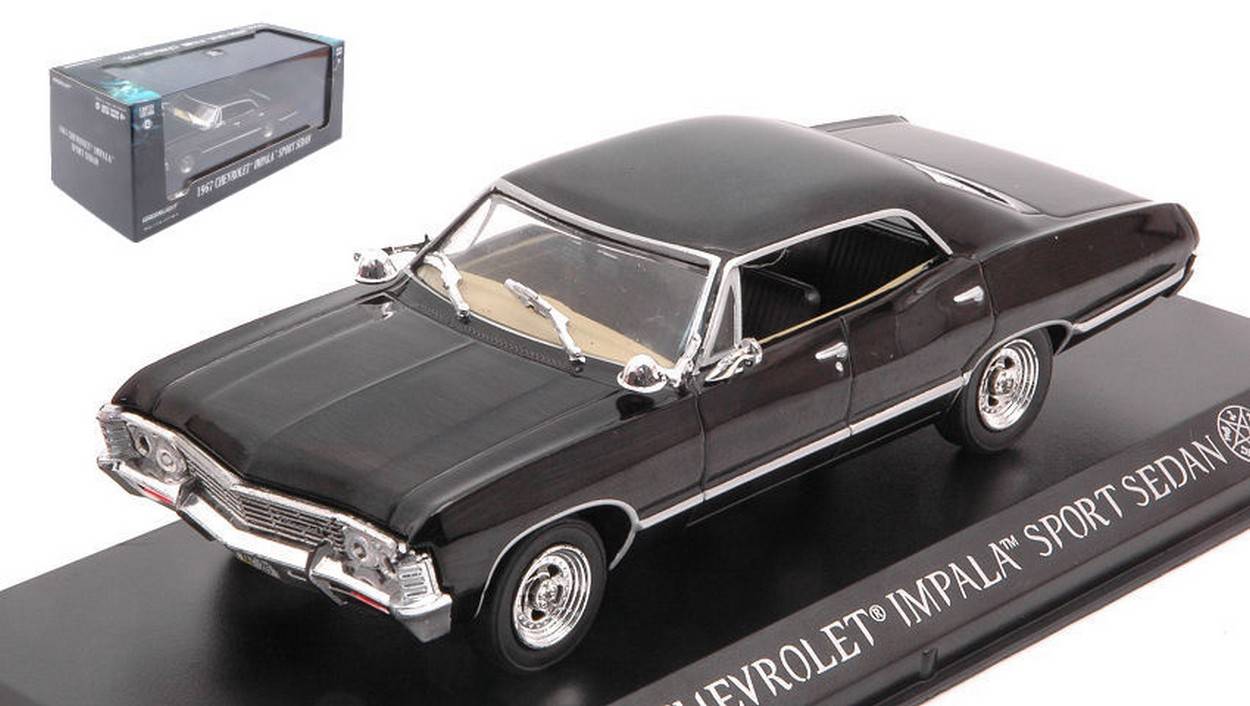 MODELLINO IN SCALA COMPATIBILE CON CHEVROLET IMPALA SPORT SEDAN 1967 TUXEDO BLACK 1:43 GREENLIGHT GREEN86443
