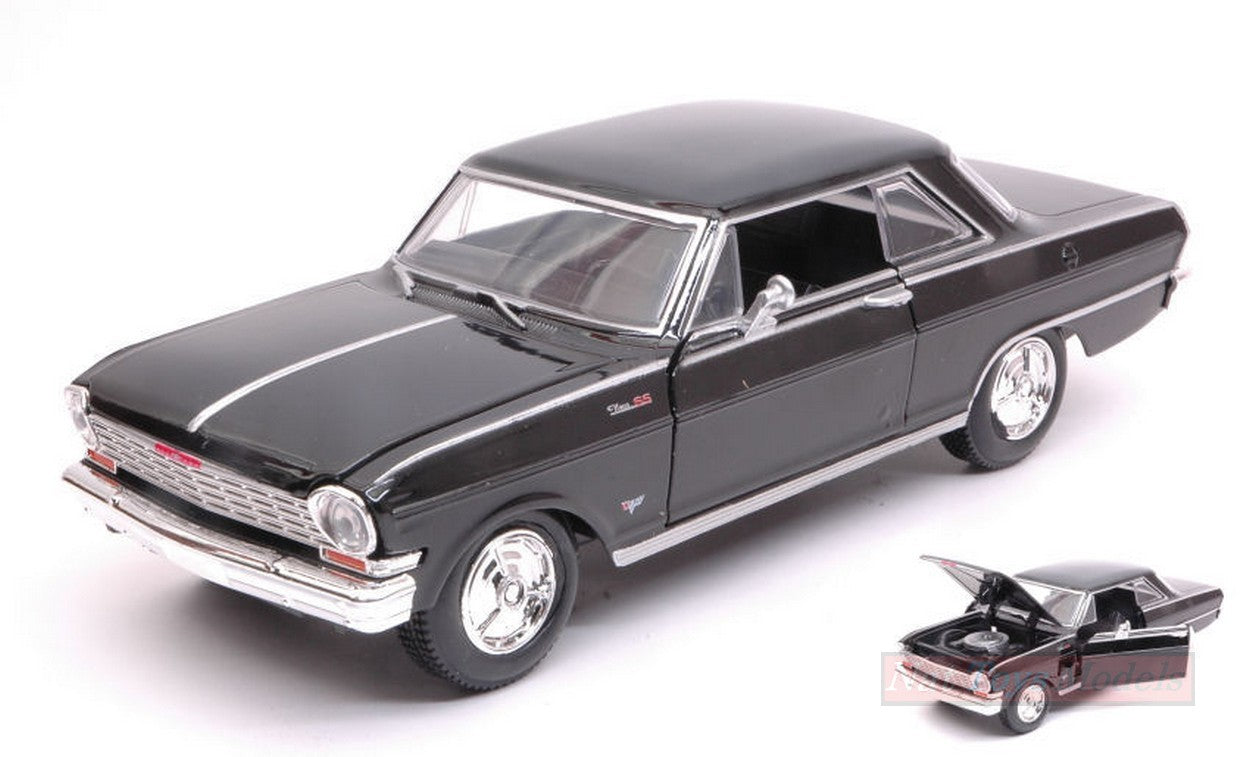 MODELLINO IN SCALA COMPATIBILE CON CHEVY NOVA 1964 BLACK 1:24 NEW RAY NY71823BK