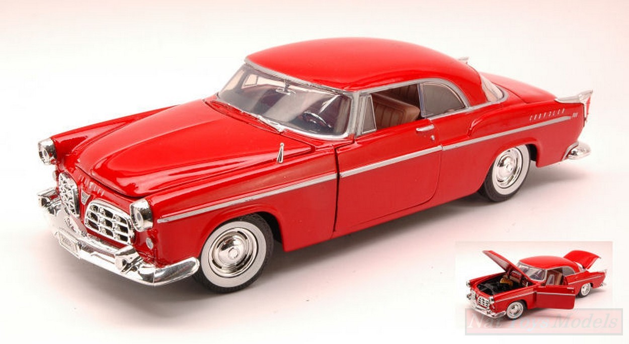 MODELLINO IN SCALA COMPATIBILE CON CHRYSLER C300 1955 RED 1:24 MOTORMAX MTM73302RD