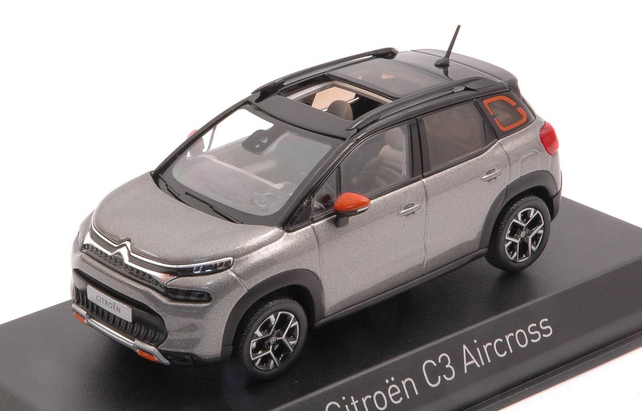 MODELLINO IN SCALA COMPATIBILE CON CITROEN C3 AIRCROSS 2021 PLATINIUM GREY & BLACK ROOF 1:43 NOREV NV155336