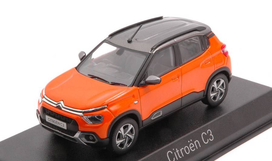 MODELLINO IN SCALA COMPATIBILE CON CITROEN C3 (INDIAN MARKET) 2021 ORANGE & GREY ROOF 1:43 NOREV NV155222