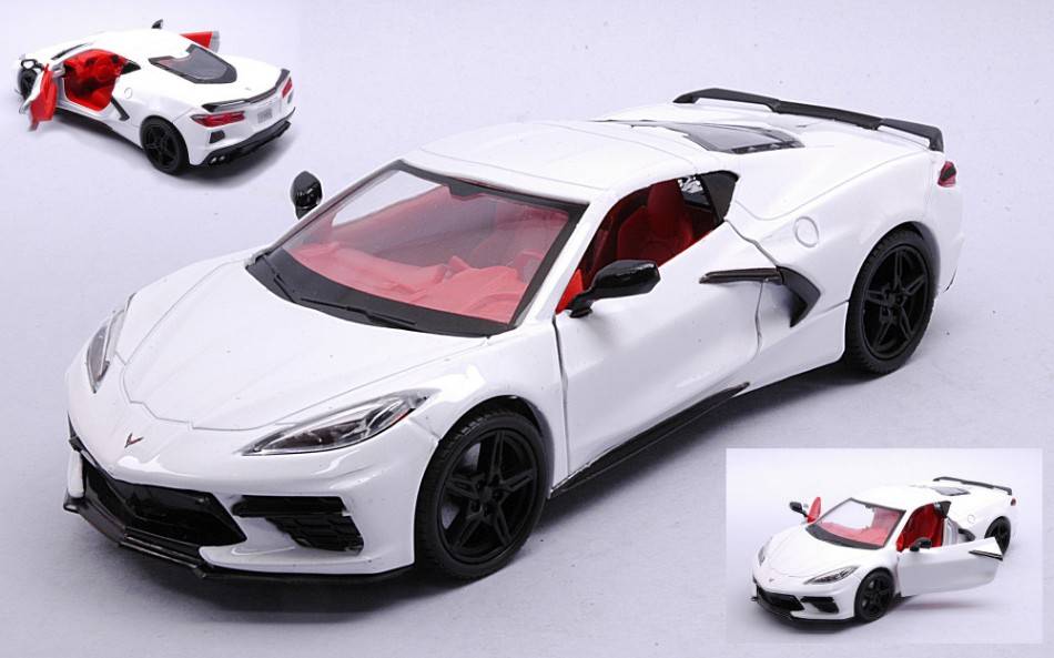 MODELLINO IN SCALA COMPATIBILE CON CORVETTE 2020 WHITE 1:24 MOTORMAX MTM79360W