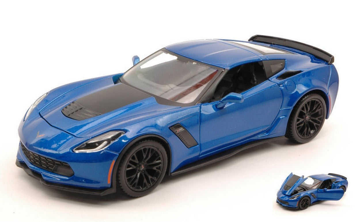 MODELLINO IN SCALA COMPATIBILE CON CORVETTE Z06 2015 BLUE 1:24 MAISTO MI31133BL