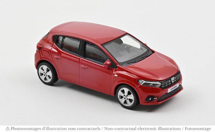 MODELLINO IN SCALA COMPATIBILE CON DACIA SANDERO 2021 FUSION RED 1:43 NOREV NV509021