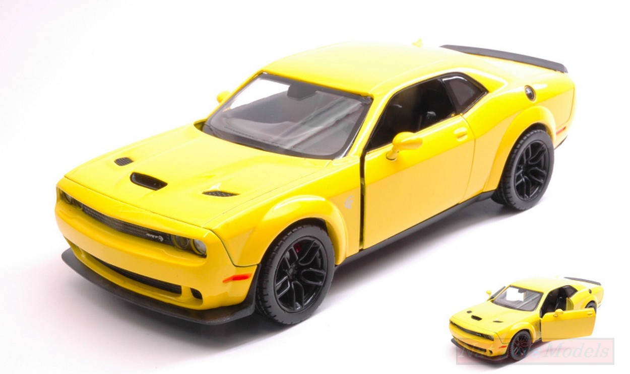 MODELLINO IN SCALA COMPATIBILE CON DODGE CHALLENGER SRT HELLCAT WIDEBODY 2018 YELLOW 1:24 MOTORMAX MTM79350Y