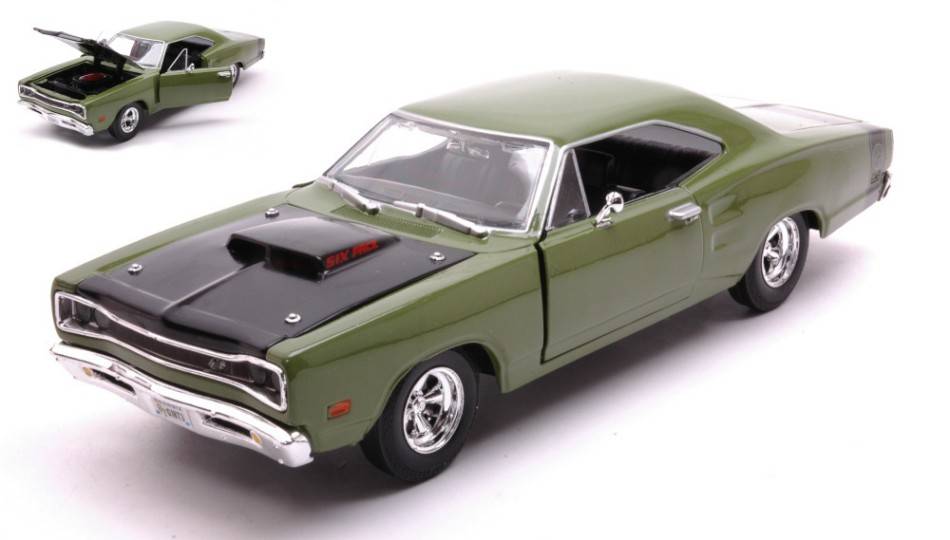 MODELLINO IN SCALA COMPATIBILE CON DODGE CORONET SUPER BEE 1969 GREEN 1:24 MOTORMAX MTM73315GN