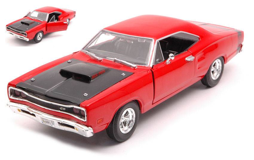 MODELLINO IN SCALA COMPATIBILE CON DODGE CORONET SUPER BEE 1969 RED 1:24 MOTORMAX MTM73315R