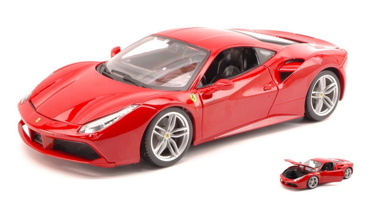 MODELLINO IN SCALA COMPATIBILE CON FERRARI 488 GTB 2015 RED 1:18 BURAGO BU16008R
