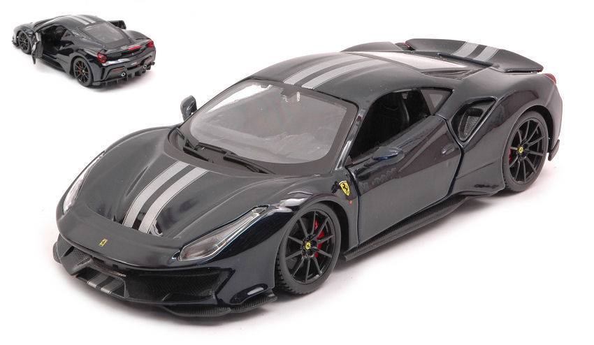 MODELLINO IN SCALA COMPATIBILE CON FERRARI 488 GTB DARK BLUE 1:24 BURAGO BU26026D