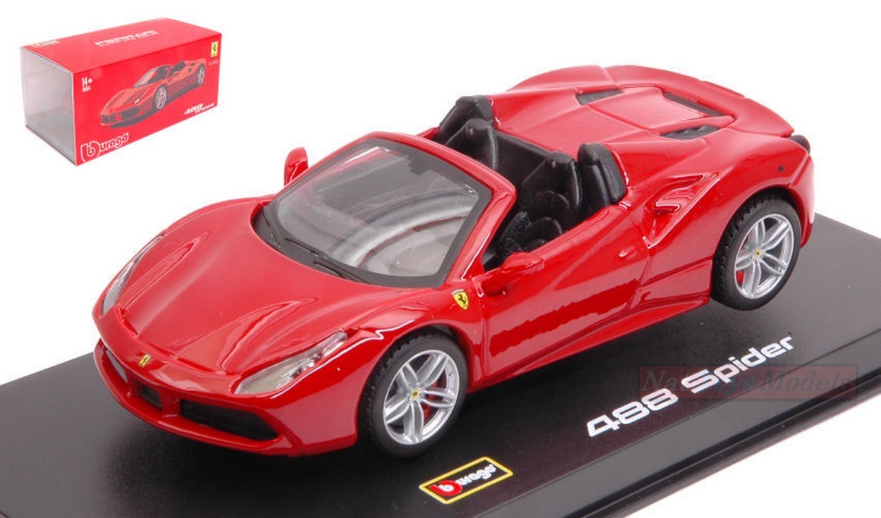 MODELLINO IN SCALA COMPATIBILE CON FERRARI 488 SPIDER 2016 RED SIGNATURE SERIES 1:43 BURAGO BU36905R